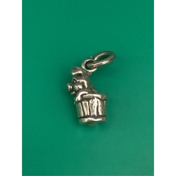 Pig in a Barrel Sterling Silver Jewelry Charm #farm life - Picture 2 of 5